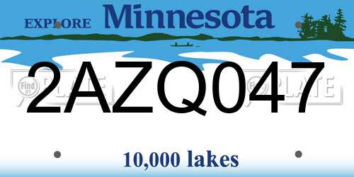 2AZQ047 Minnesota License Plate