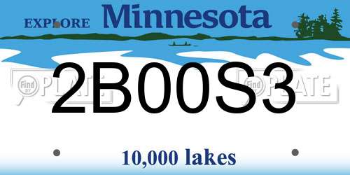 2B00S3 Minnesota License Plate