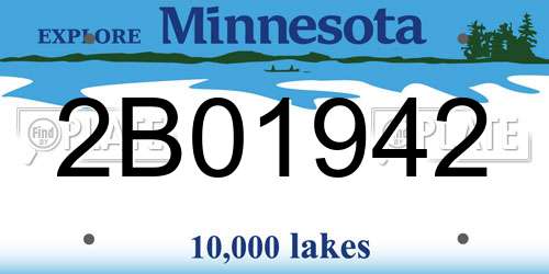 2B01942 Minnesota License Plate