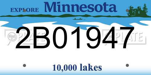 2B01947 Minnesota License Plate
