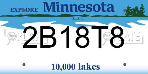 2B18T8 Minnesota License Plate
