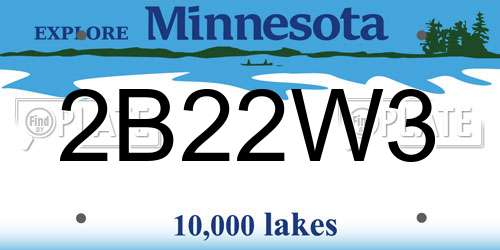 2B22W3 Minnesota License Plate