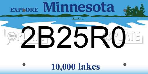 2B25R0 Minnesota License Plate