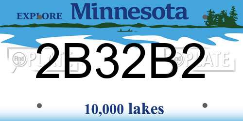 2B32B2 Minnesota License Plate