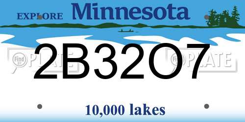2B32O7 Minnesota License Plate