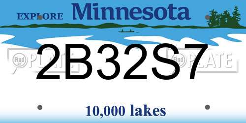 2B32S7 Minnesota License Plate