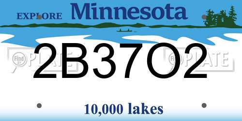 2B37O2 Minnesota License Plate