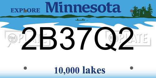 2B37Q2 Minnesota License Plate