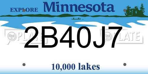2B40J7 Minnesota License Plate