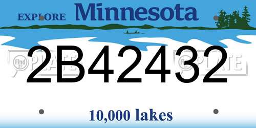 2B42432 Minnesota License Plate