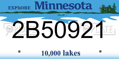 2B50921 Minnesota License Plate