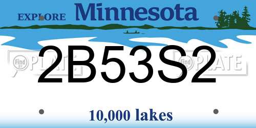 2B53S2 Minnesota License Plate