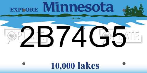 2B74G5 Minnesota License Plate