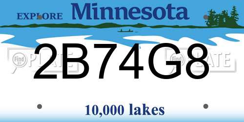 2B74G8 Minnesota License Plate