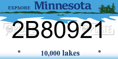 2B80921 Minnesota License Plate