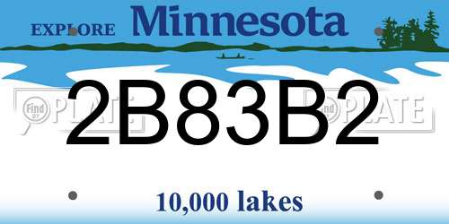 2B83B2 Minnesota License Plate
