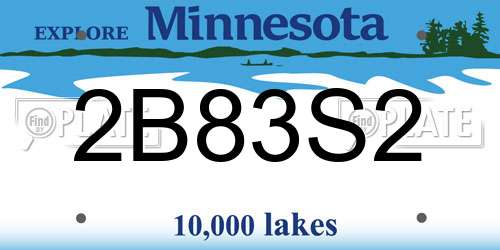 2B83S2 Minnesota License Plate