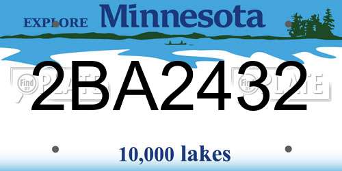 2BA2432 Minnesota License Plate