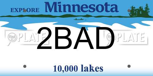 2BAD Minnesota License Plate