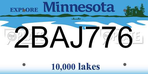 2BAJ776 Minnesota License Plate