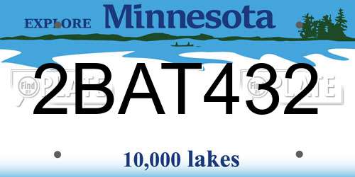 2BAT432 Minnesota License Plate