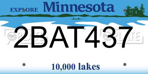 2BAT437 Minnesota License Plate