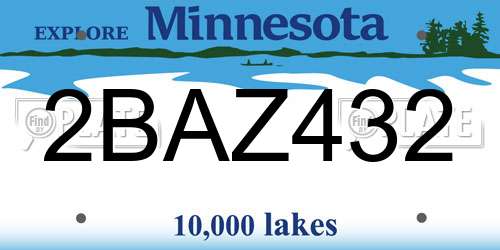 2BAZ432 Minnesota License Plate