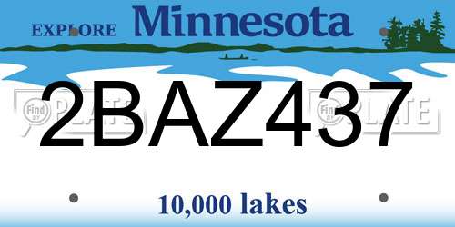 2BAZ437 Minnesota License Plate