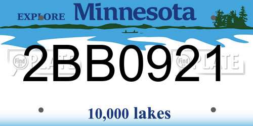 2BB0921 Minnesota License Plate