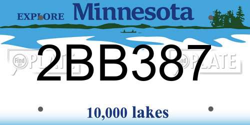 2BB387 Minnesota License Plate
