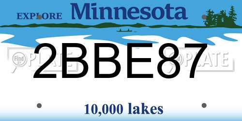 2BBE87 Minnesota License Plate
