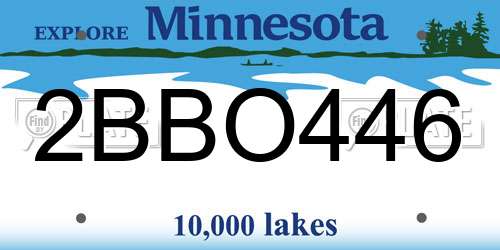 2BBO446 Minnesota License Plate
