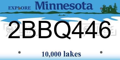 2BBQ446 Minnesota License Plate
