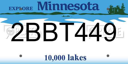 2BBT449 Minnesota License Plate