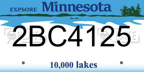 2BC4125 Minnesota License Plate