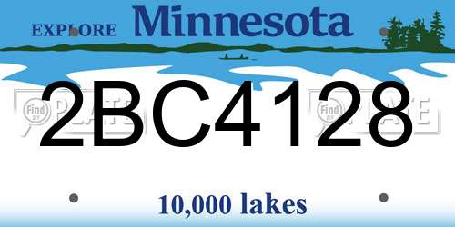 2BC4128 Minnesota License Plate
