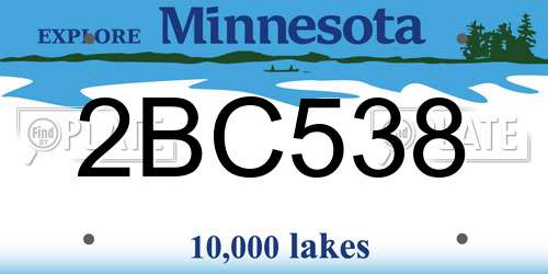 2BC538 Minnesota License Plate
