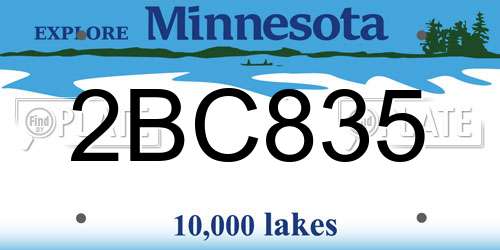 2BC835 Minnesota License Plate