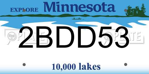 2BDD53 Minnesota License Plate