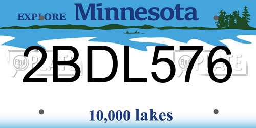 2BDL576 Minnesota License Plate