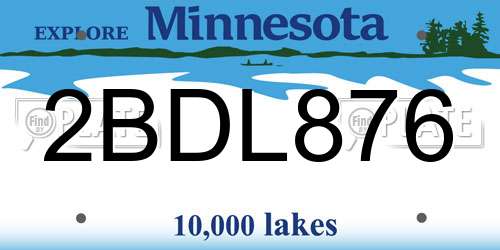 2BDL876 Minnesota License Plate