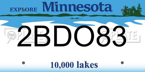 2BDO83 Minnesota License Plate