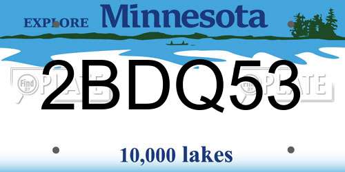 2BDQ53 Minnesota License Plate