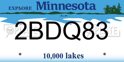 2BDQ83 Minnesota License Plate