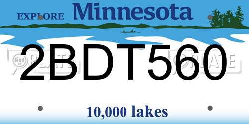 2BDT560 Minnesota License Plate