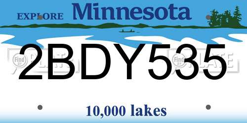 2BDY535 Minnesota License Plate
