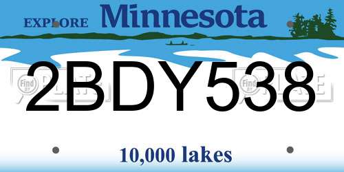 2BDY538 Minnesota License Plate
