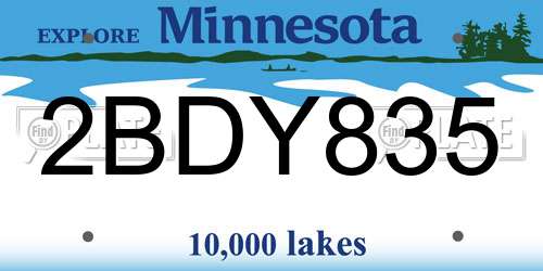 2BDY835 Minnesota License Plate