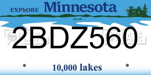 2BDZ560 Minnesota License Plate