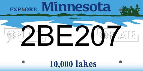 2BE207 Minnesota License Plate